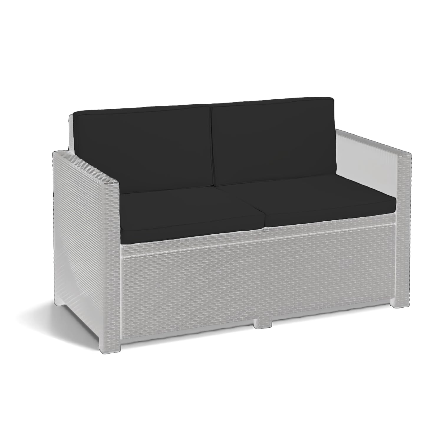 A ATH COLLECTION Rattan Outdoor Seat Cushion Pads Garden Furniture Cushions Chair Padding Patio Water Resistant 2, 3 or 4 Seater Patio Set Sofa Cushions Pads (4 PC Black 2 Seater)