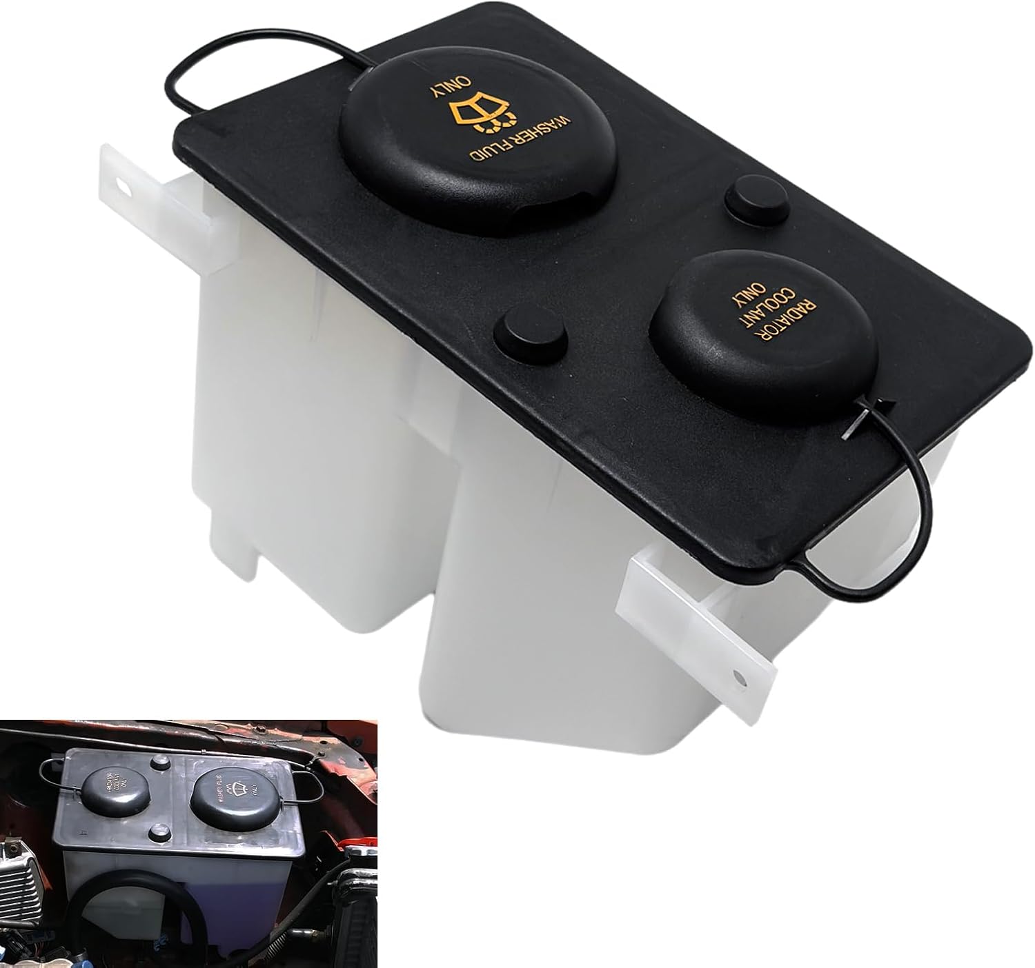 603-212 E7TZ17618B Coolant & Washer Fluid Reservoir Tank with Caps, Compatible with 1987-1997 Ford Bronco II Explorer F-150 F-200 F-250 HD F-350 F-450 F-53 Ranger F-Super Duty 4.9L,5.0L,5.8L 7.5L