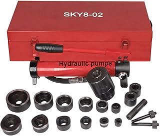 Yescom 10 Ton Hydraulic Punch Driver Kit Manual Hole Knockout Puncher Tool w/ 6 Dies
