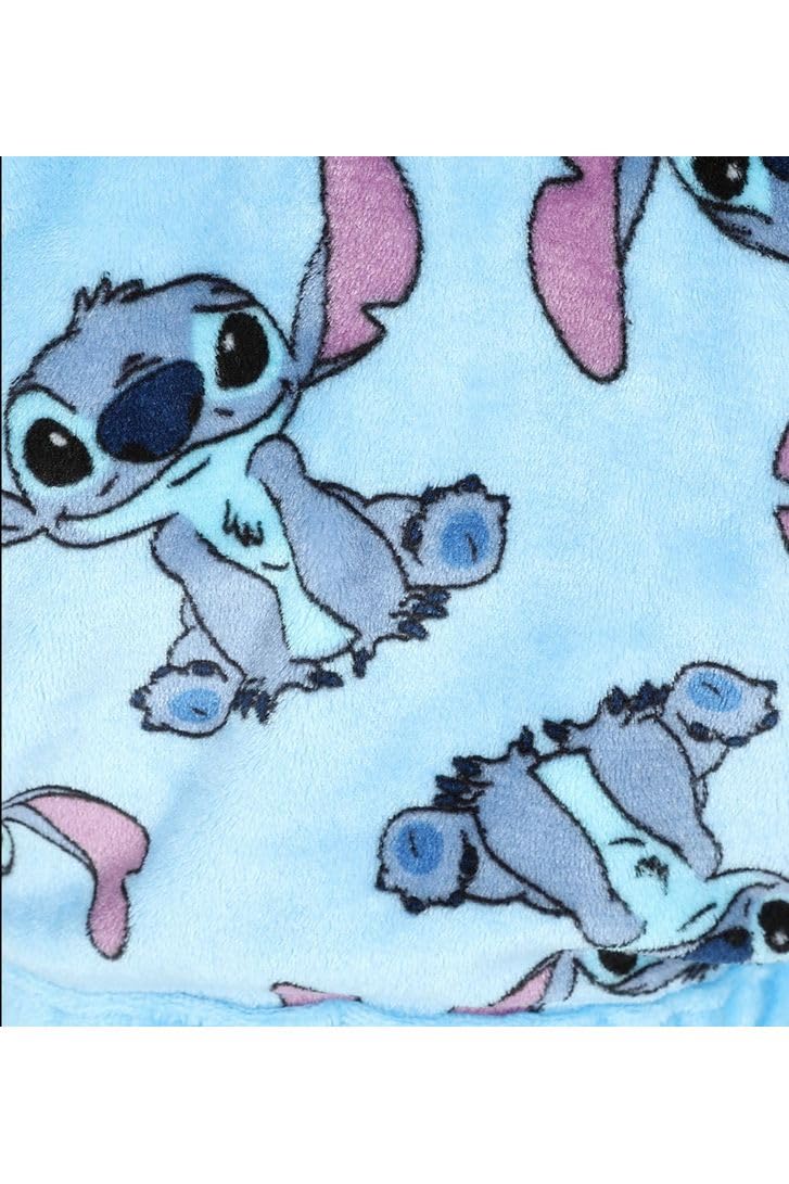 Albornoz de forro polar con capucha para mujer, de Lilo and Stitch, color azul