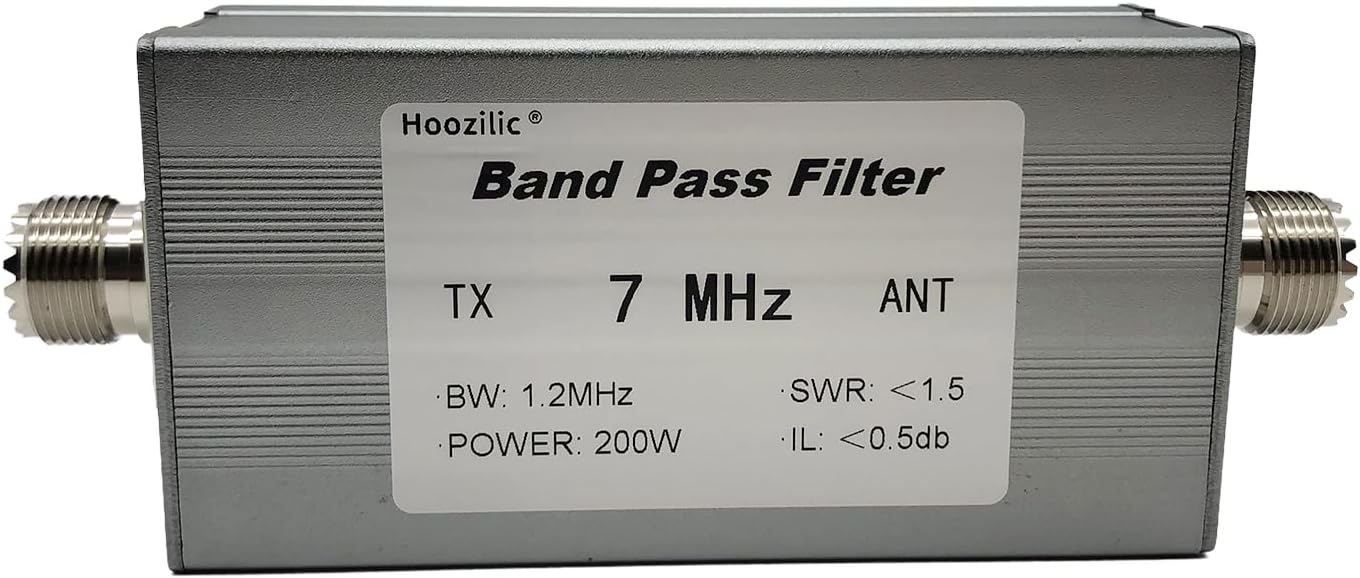 200W Shortwave Band Pass Filter, LC Filter with M Female Connector, High Isolation Antenna Filter for Ham Radio (7MHz)