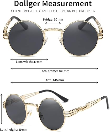 Miniatura 6 de Dollger Gafas de sol redondas Steampunk con marco de metal