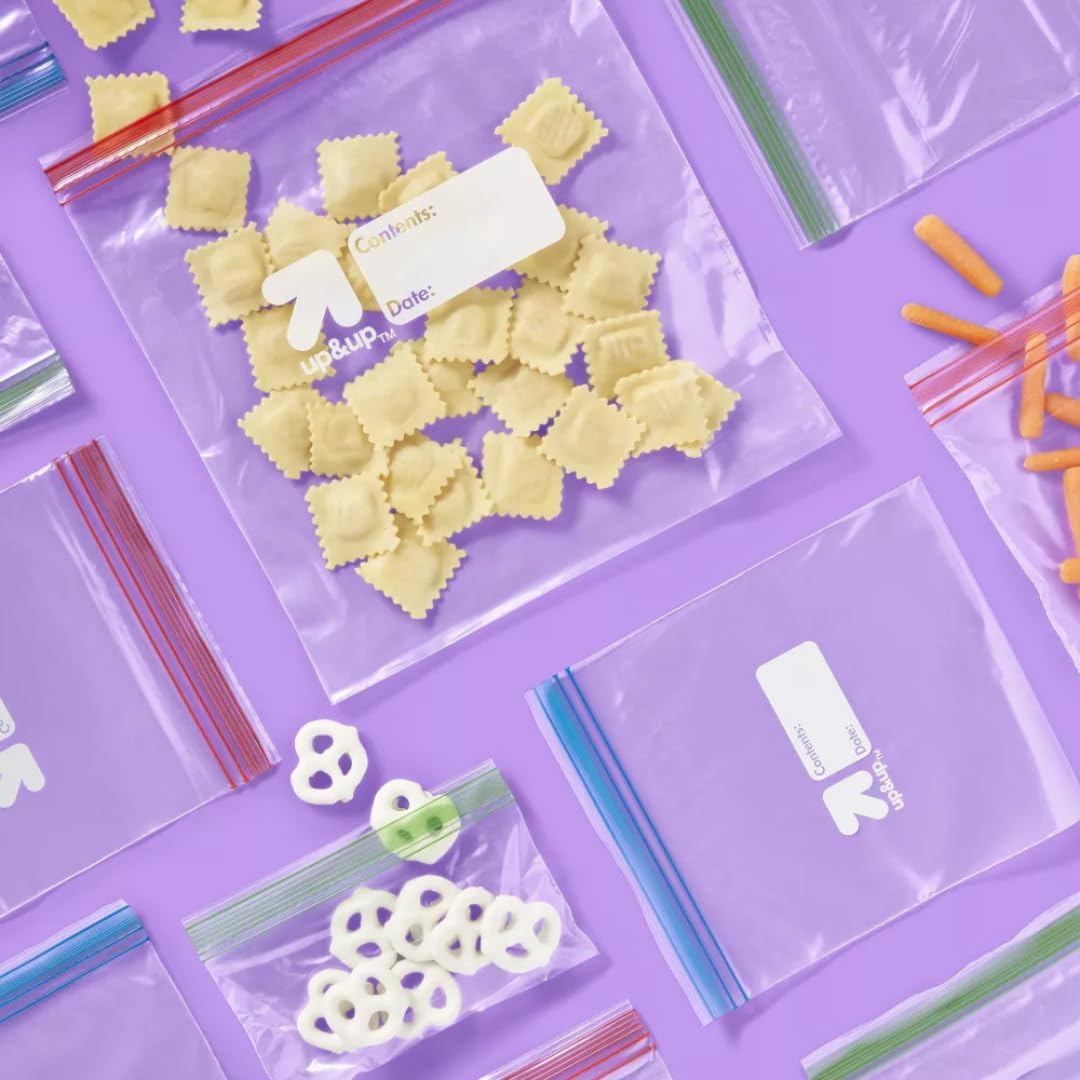 355-Count Food Storage Bags Variety Pack - Assorted Clear Plastic Bags (5-in-1: Snack/Sandwich/Quart Freezer/Quart/Gallon) with 1 Reusable Grocery Bag Tote