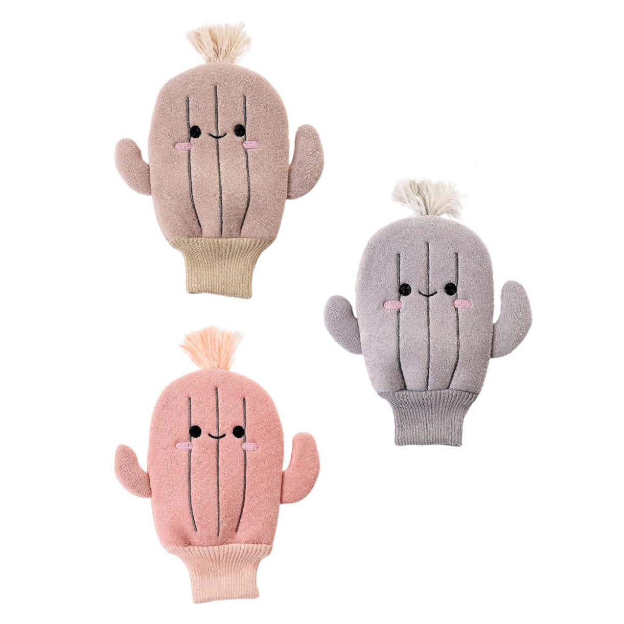INOOMP 3Pcs Cartoon Cactus Bath Mitts Soft Scrubbing Gloves for Gentle Skin Care for Newborns and Shower Bathing Towel