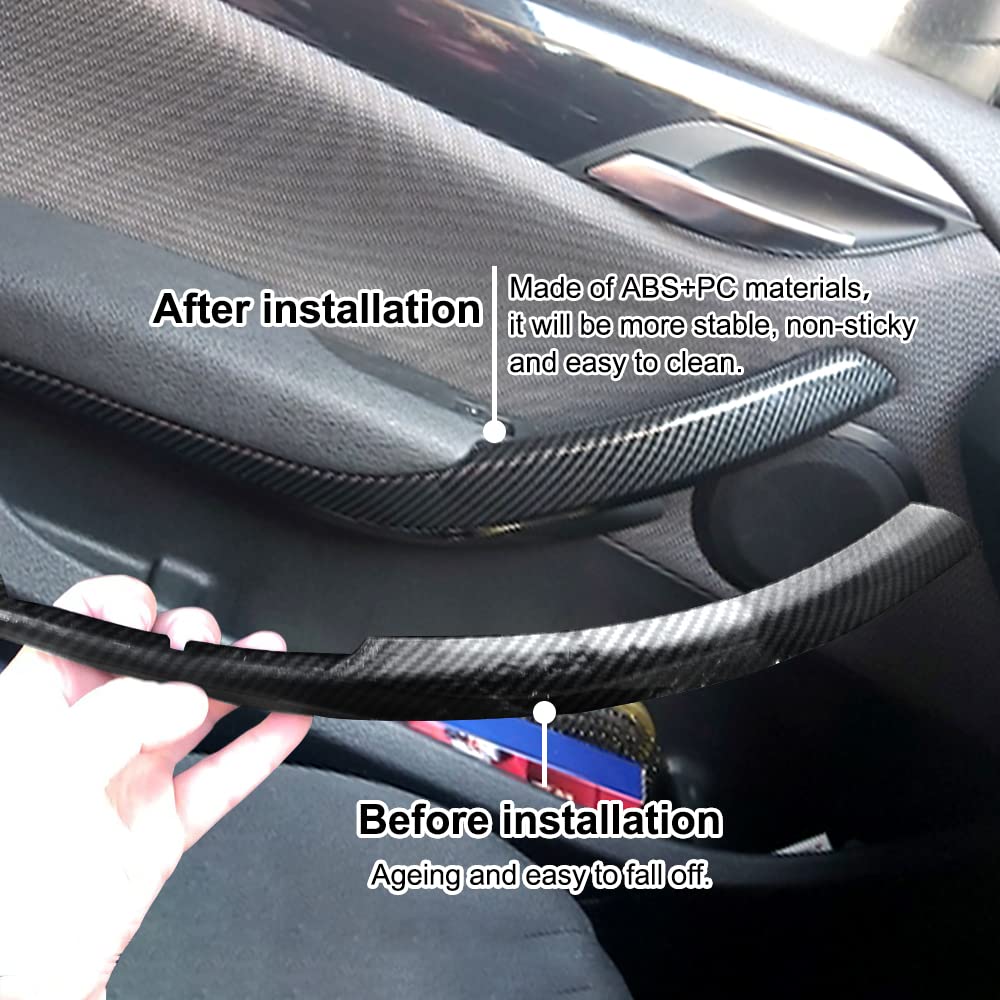 2 Poignées de portes intérieures pour voiture en ABS Gauche et Droite Panneau intérieur Couvercle pour le bras de console Compatible avec B-MW X1 E84 2010-2016 - Fibre de carbone