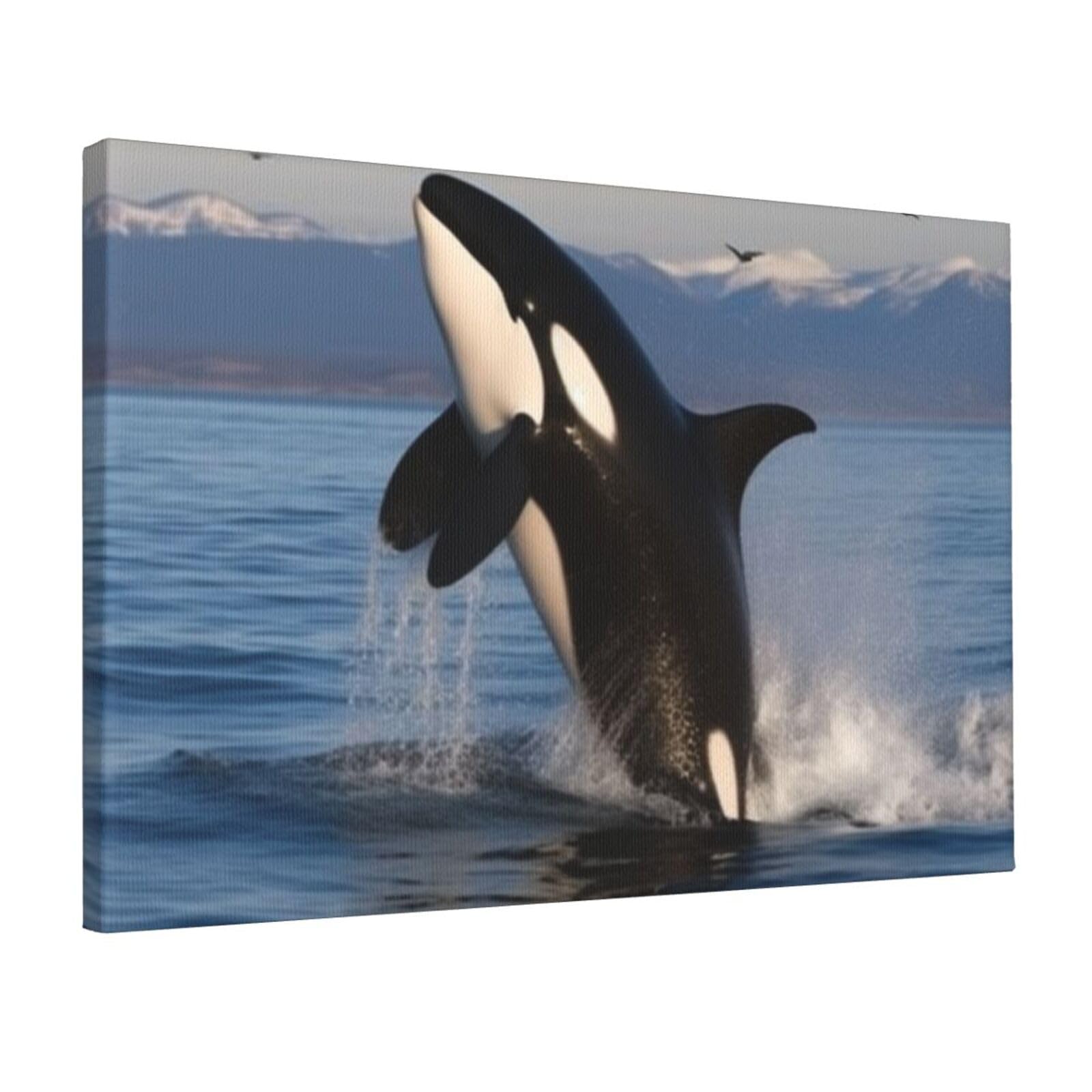 KLOPH Killer Whale Canvas Wall Art for Living Room 12"x18" Modern Artwork Painting for Bathroom Hanging Canvas Prints Aesthetic Wallart for Bedroom Kitchen Office Wall Decor