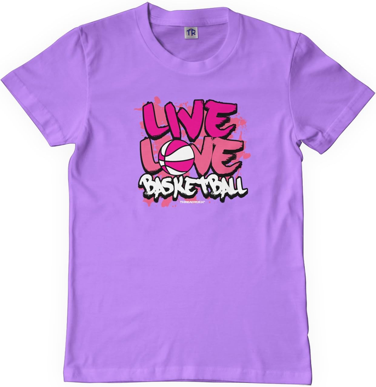 Threadrock Big Girls' Live Love Basketball Youth T-Shirt