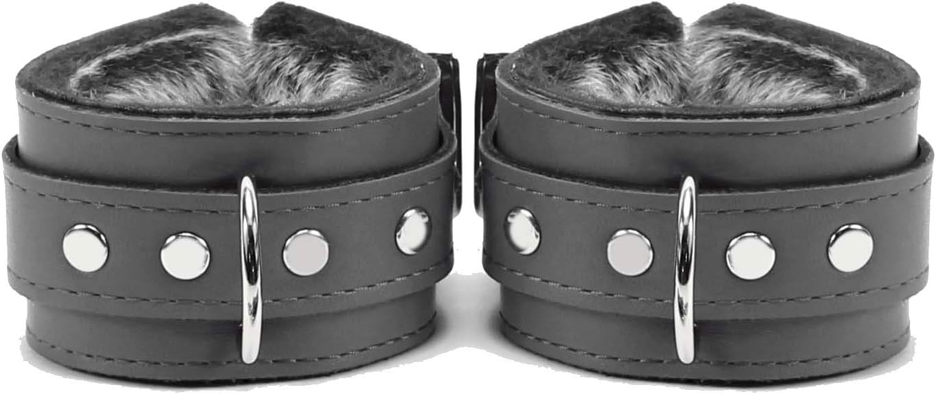 Barcelona Wrist Cuffs and Ankle Cuffs Combo Genuine Lambskin Leather (Deep Black) : Clothing, Shoes & Jewelry