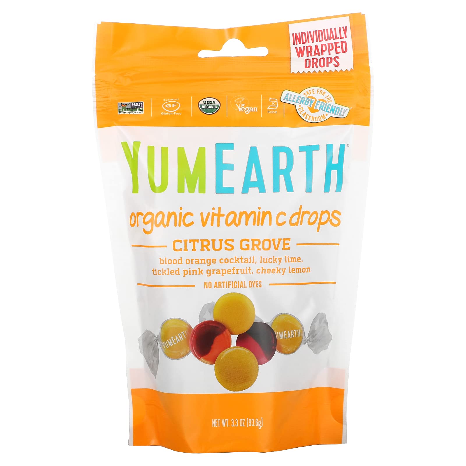 YumEarth Organic Vitamin C Drops (Citrus Grove, 3.3oz, 93.5g)