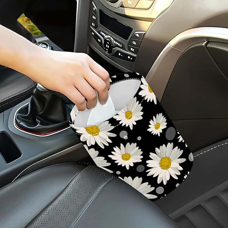 Image of Portable Reusable Waterproof Car Trash Bin, Multipurpose Vehicle Organizer, Road Trip Essentials (Daisy 2)