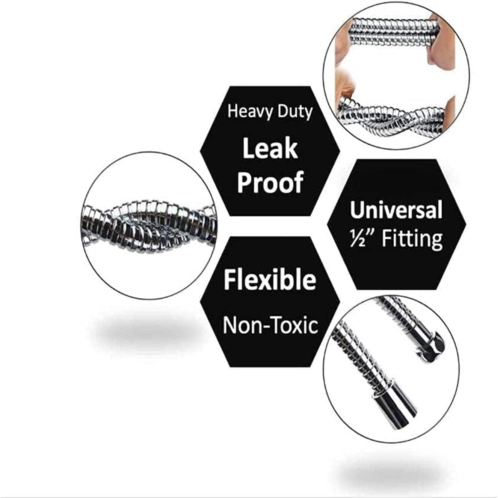 Shower Hose 1.5m Large Bore Stainless Steel Shower Hose - Image 3