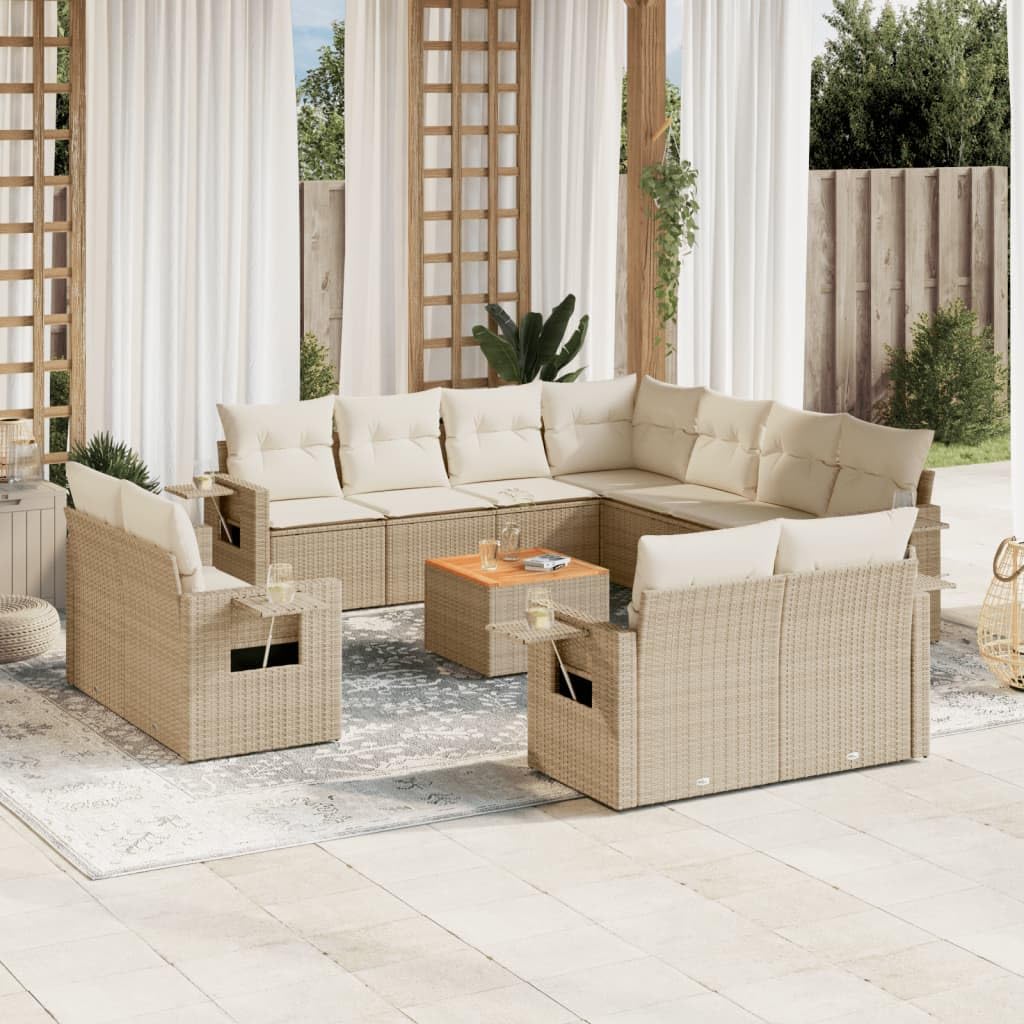 Ratán sintético resistente para terraza y jardín Beige 62x62x69 cm