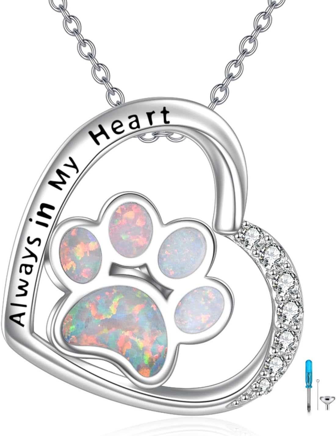 YFN 925 Sterling Silver Dog Cat Cremation Urn Necklace to Hold Ashes Dog Cat Paw Print Keepsake Pendant with 18+2 Inch Chain Jewelry for Loss of Beloved Dog Cat, Sympathy Gift for Women