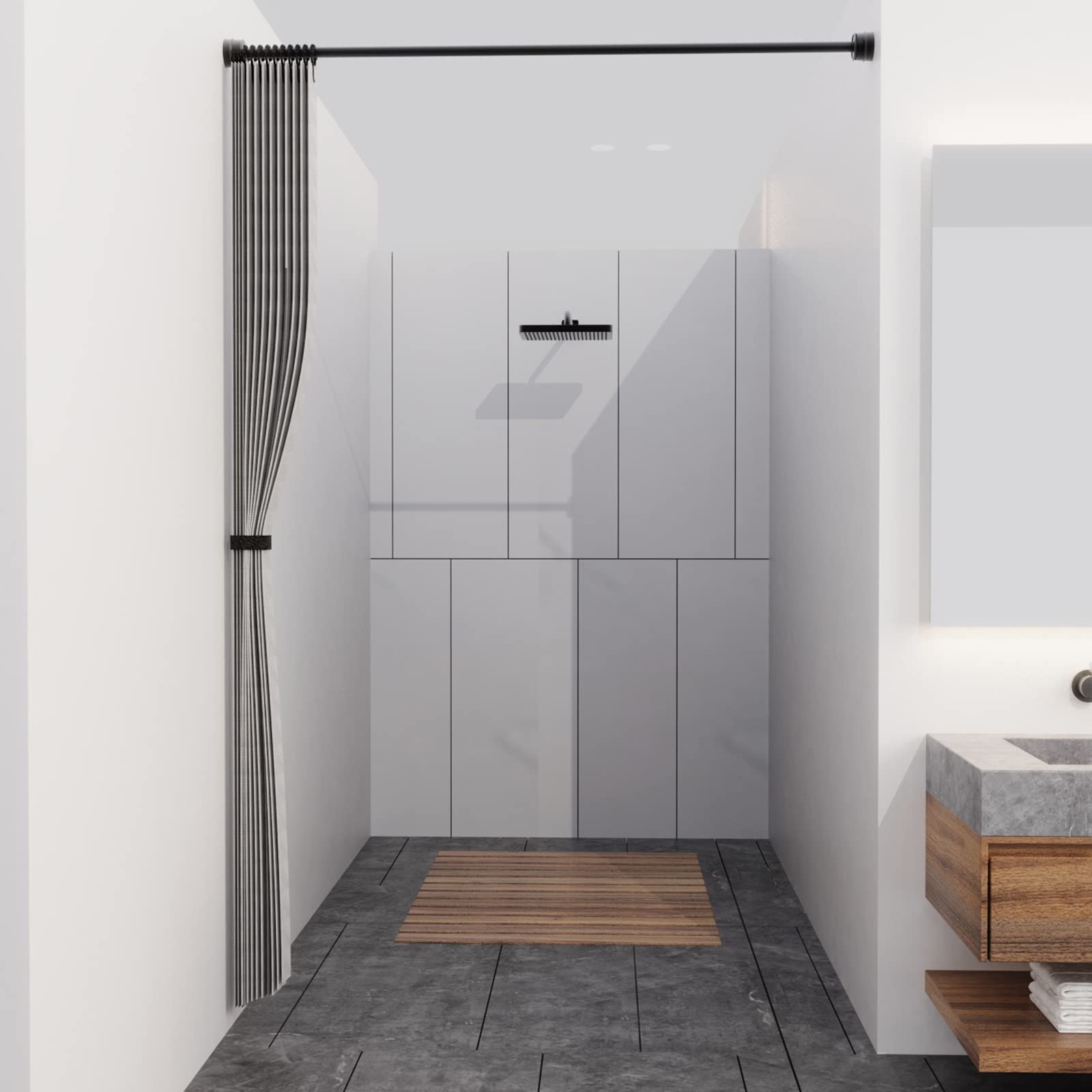 Cortina de Baño Plegable Transparente, Cortina de Baño de Tela Gruesa, Plantilla de Ducha de Grado Hotel, 2
