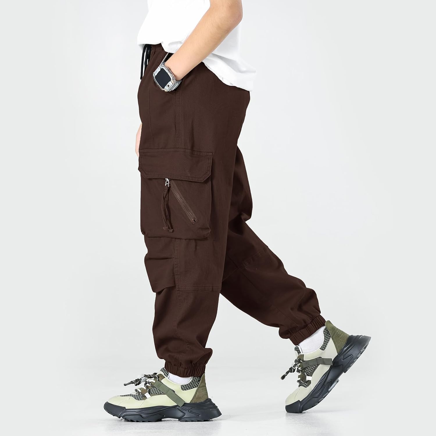 MINI PANDA Boys' Jogger Pants, Kids' Stretch Twill Casual Cargo Pants - Image 5