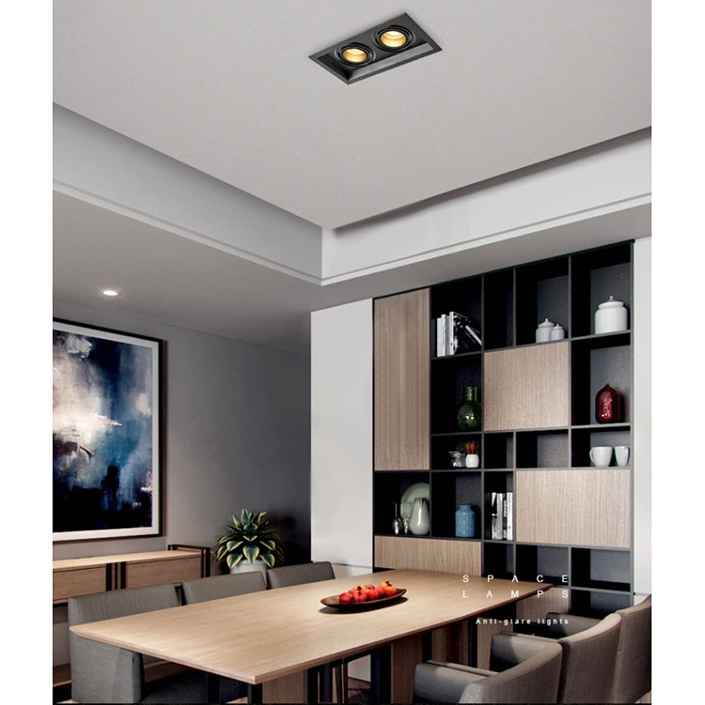 3-głowicowe czarne wpuszczane lampy sufitowe 3 x 5 W 3 x 7 W 3 x 10 W wpuszczane oświetlenie LED z wieloma gimbalami do korytarza, kwadratowa lampa panelowa płaska, 3 x 7 W, 4000 K