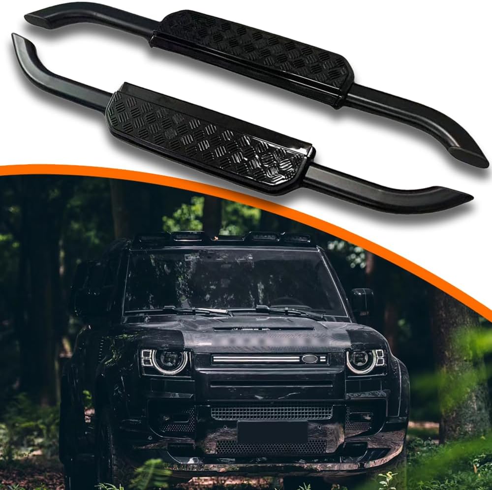 2pcs Side Step fit for Land Rover Defender 90 2020-2026 L663 2door Running Board Pedal Rail Board (Glossy Black Vintage Style)