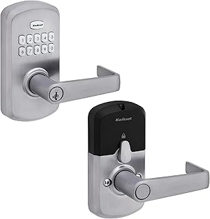 Kwikset SmartCode 955 Light Commercial 10-Button Keypad Satin Chrome Electronic Kingston Lever, Featuring Convenient