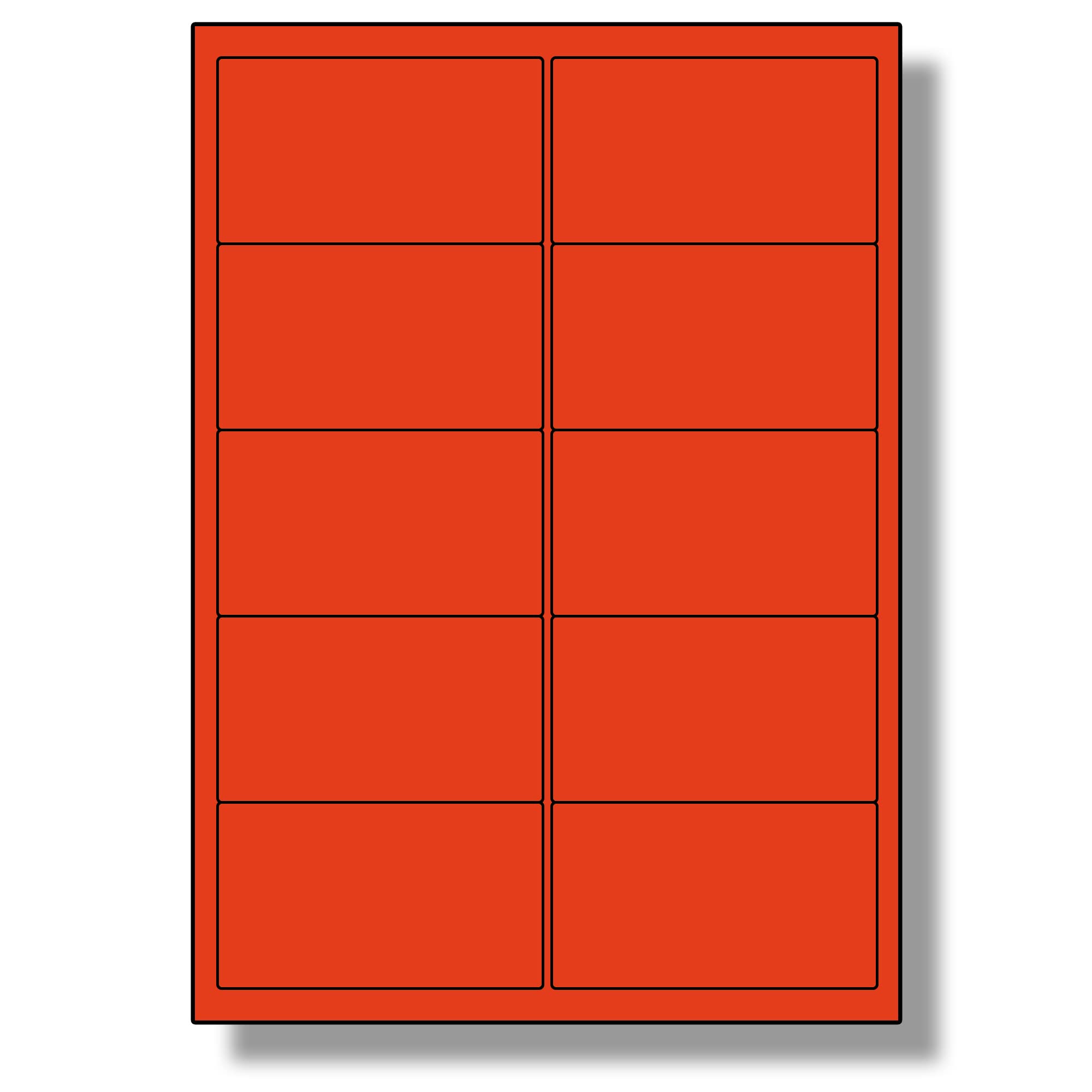 Label Planet® 10 Per Sheet, 5 Sheets (50 Crimson RED Labels). Coloured Paper Labels, 99.1 x 57mm, LP10/99 C. — image 1