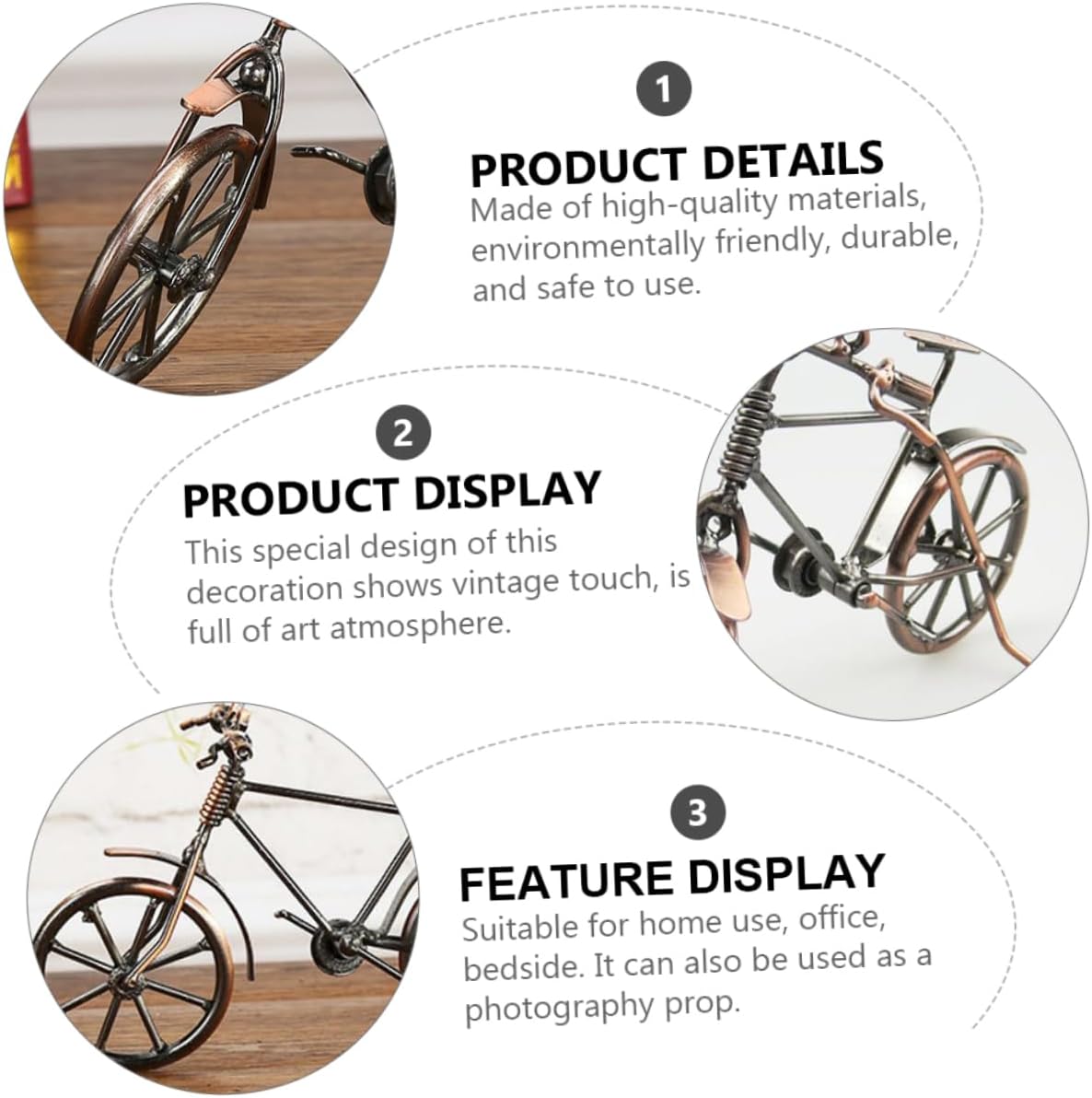 ARTIBETTER Bicycle Ornaments Miniture Decoration Rustic Home Decor The Office Decor Finger Mini Bike Figurine Sculpture Model Bike Craft Tabletop Decoration Desktop Travel Set Iron