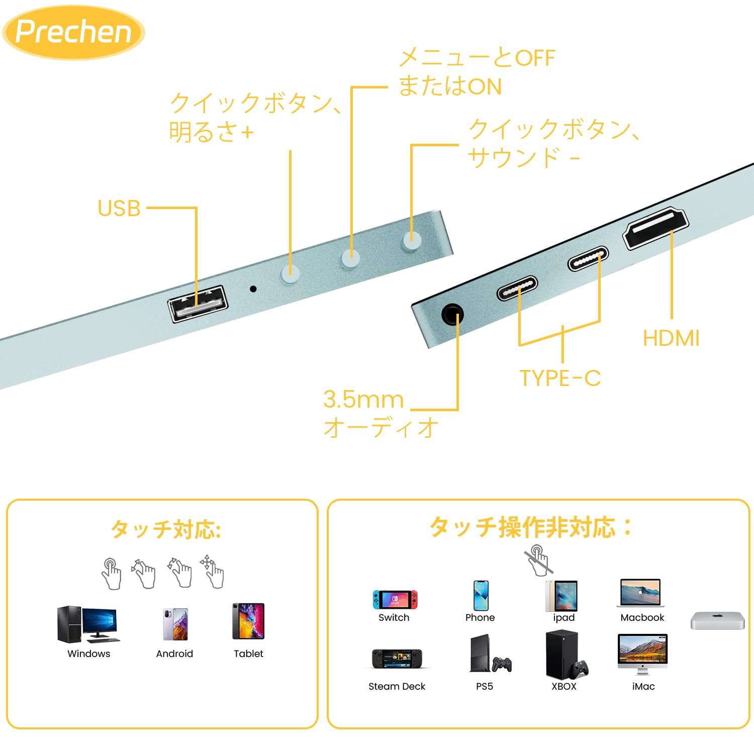 Amazon.co.jp: 15.6インチ タッチスクリーン モバイルモニター、FHD