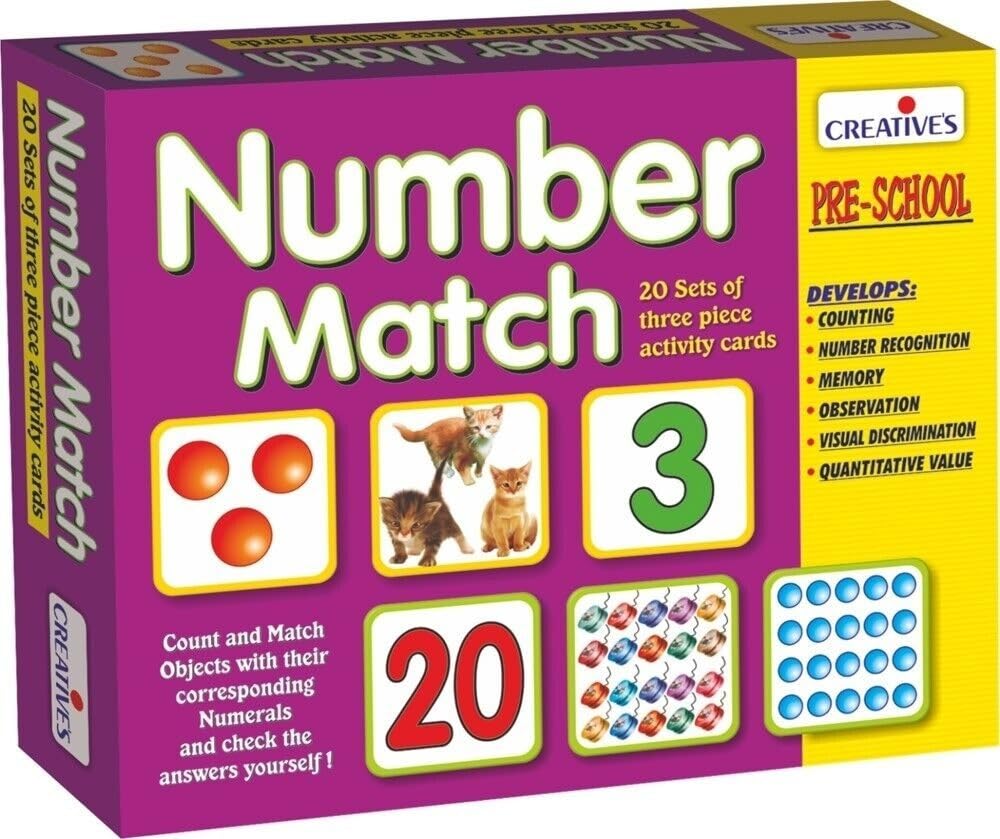 Creative Models Creative Pre-School Number Match Game - Preschool Educational Cards - Creative Preschool Number Match Educational Cards