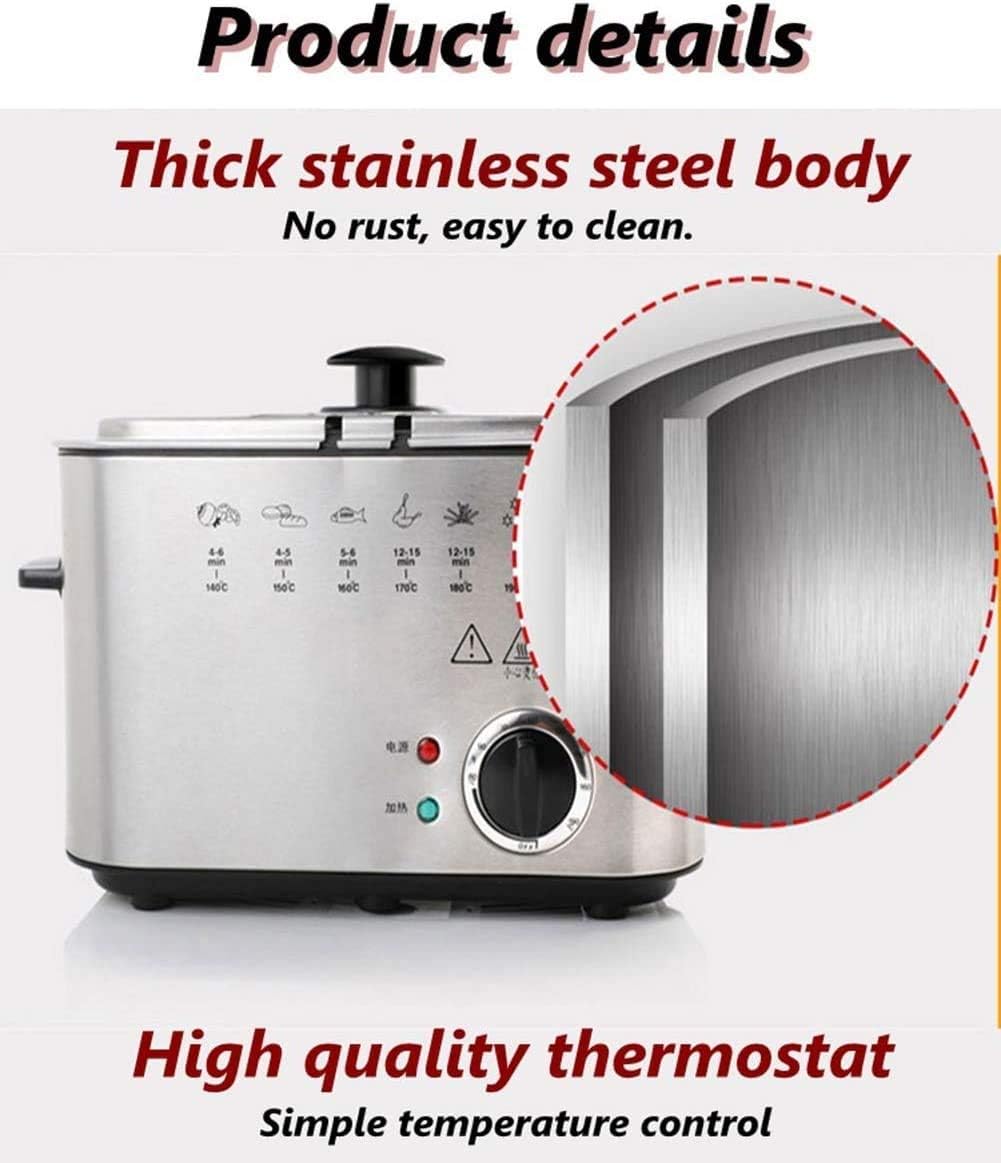 1200-Watt Stainless-Steel Electric Deep Fryer, 1.5L/6-Cup, Stainless Steel