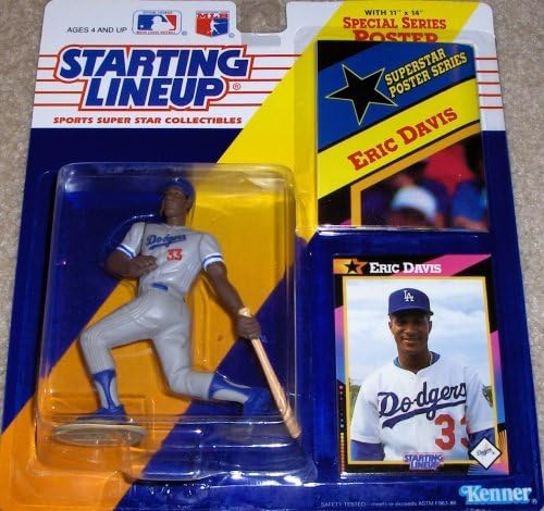 Los Angeles Dodgers' Eric Davis Action Figure - Starting Lineup 1991 Major League Baseball Extended Series with 11" X 14" Special Series Poster