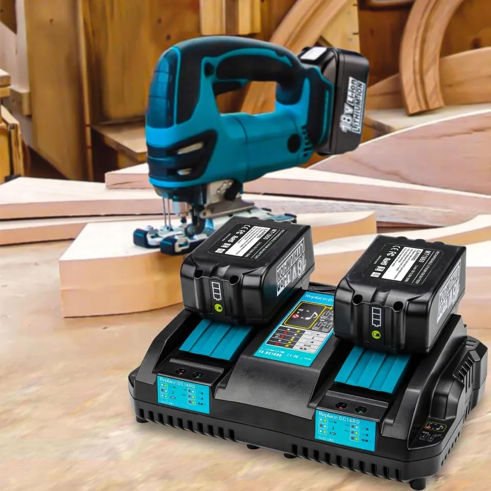 Cargador de batería doble de 18V con indicador LED y refrigeración 6