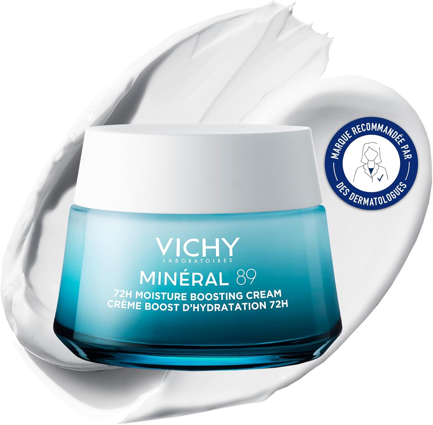 Vichy, Mineral 89, Day Boost Face Cream, 72H Hydration, Enriched with Hyaluronic Acid & Squalane, For All Skin Types, 50 ml