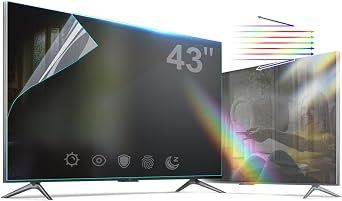 TV Screen Glare Film Anti Glare Film for 43 Inch TV Multi-function Anti Glare Anti Blue Light and Scratch Screen Film 43 Inch TV Screen Protector Film Reflection Screen Reduction and Glare