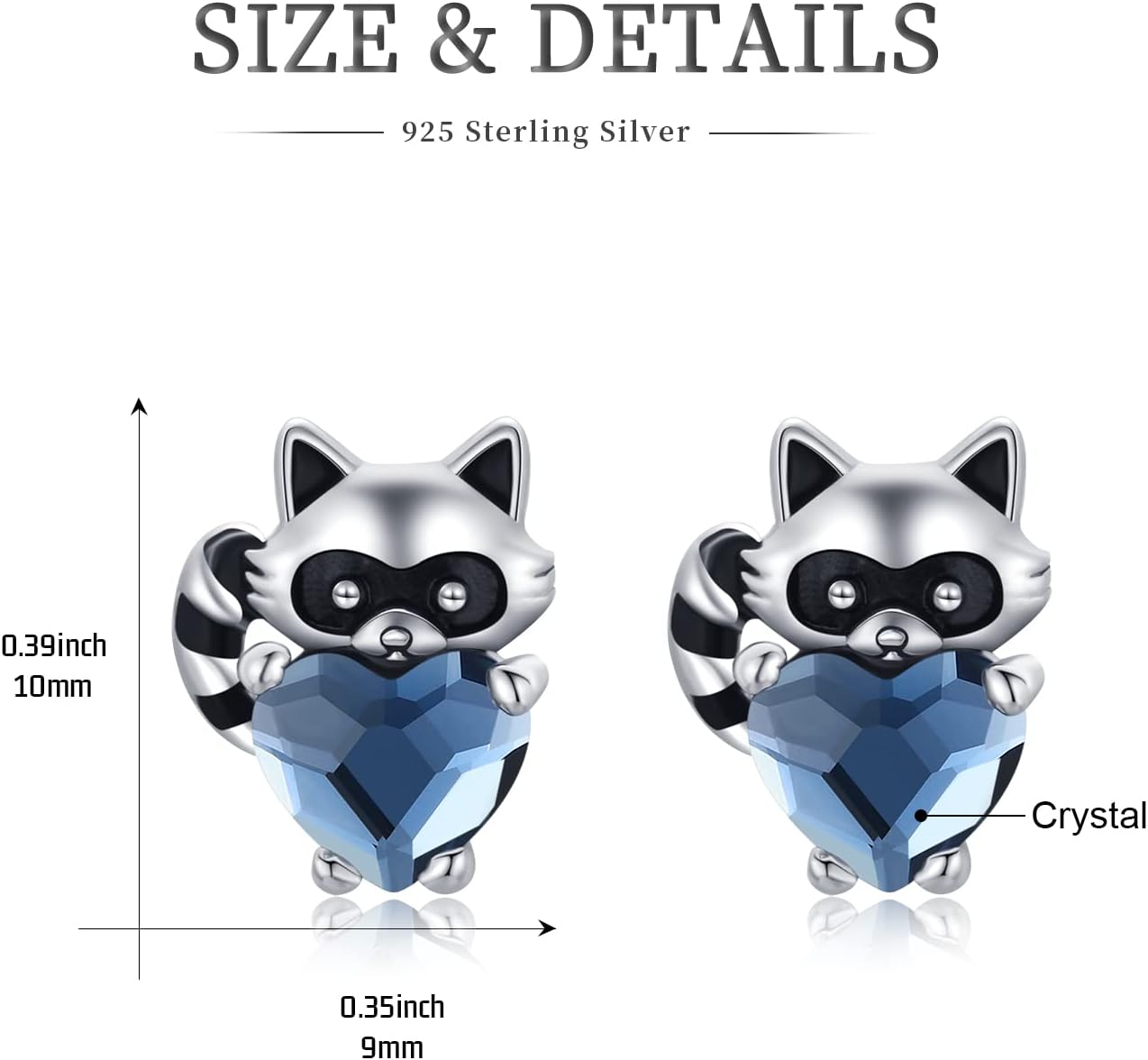 JUSTKIDSTOY Hypoallergenic Earrings Sterling Silver Crystal Cute Animal Studs Earrings for Sensitive Ears Birthday Gifts for Women Girls - Image 7