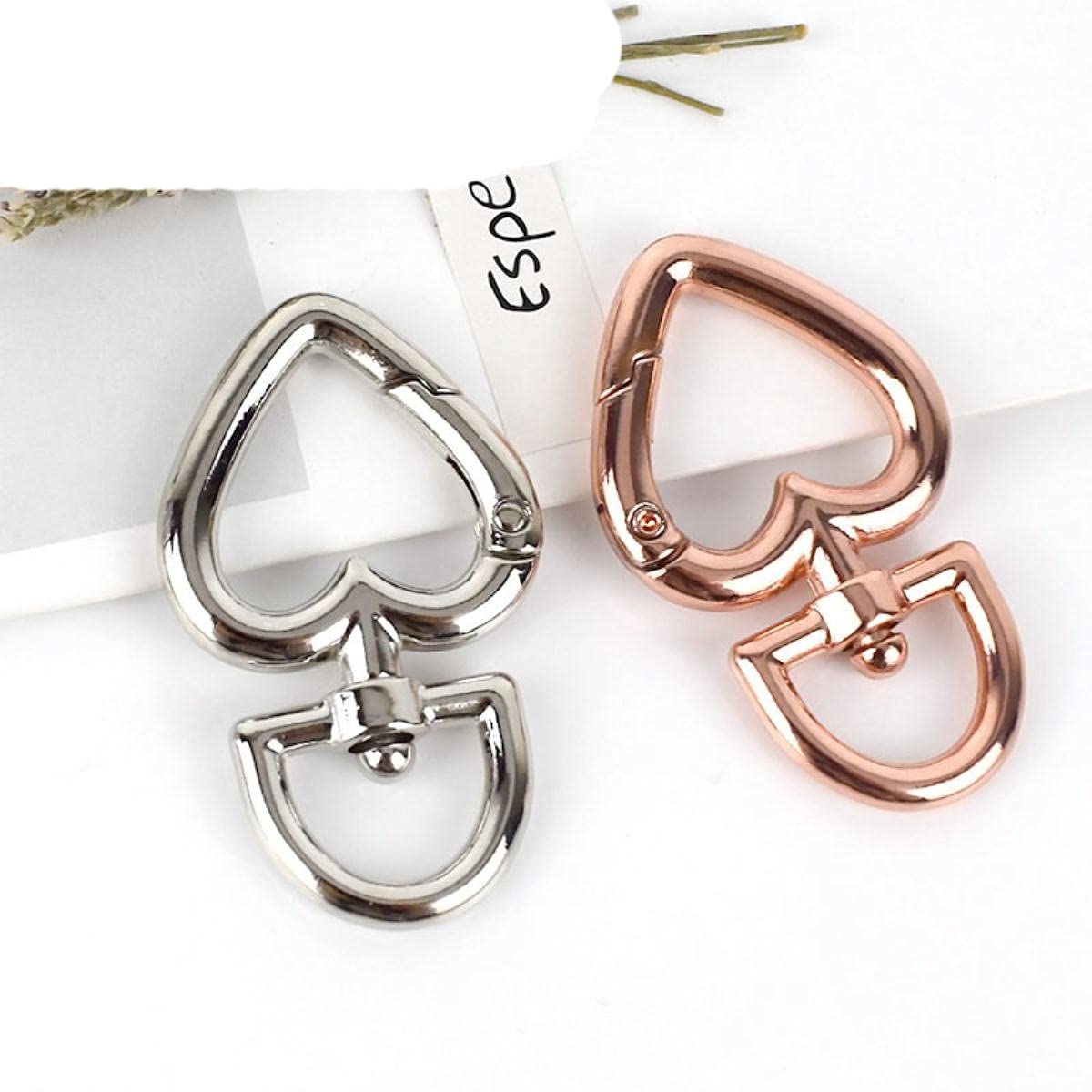 5/10/30 pz 13mm Cuore Fibbie in Metallo per Borsa Borsa Cinghia Moschettoni Ganci Portachiavi Collare per Cani Girevole Trigger Clip Artigianato in Pelle Fai da TE-30 pz, Argento