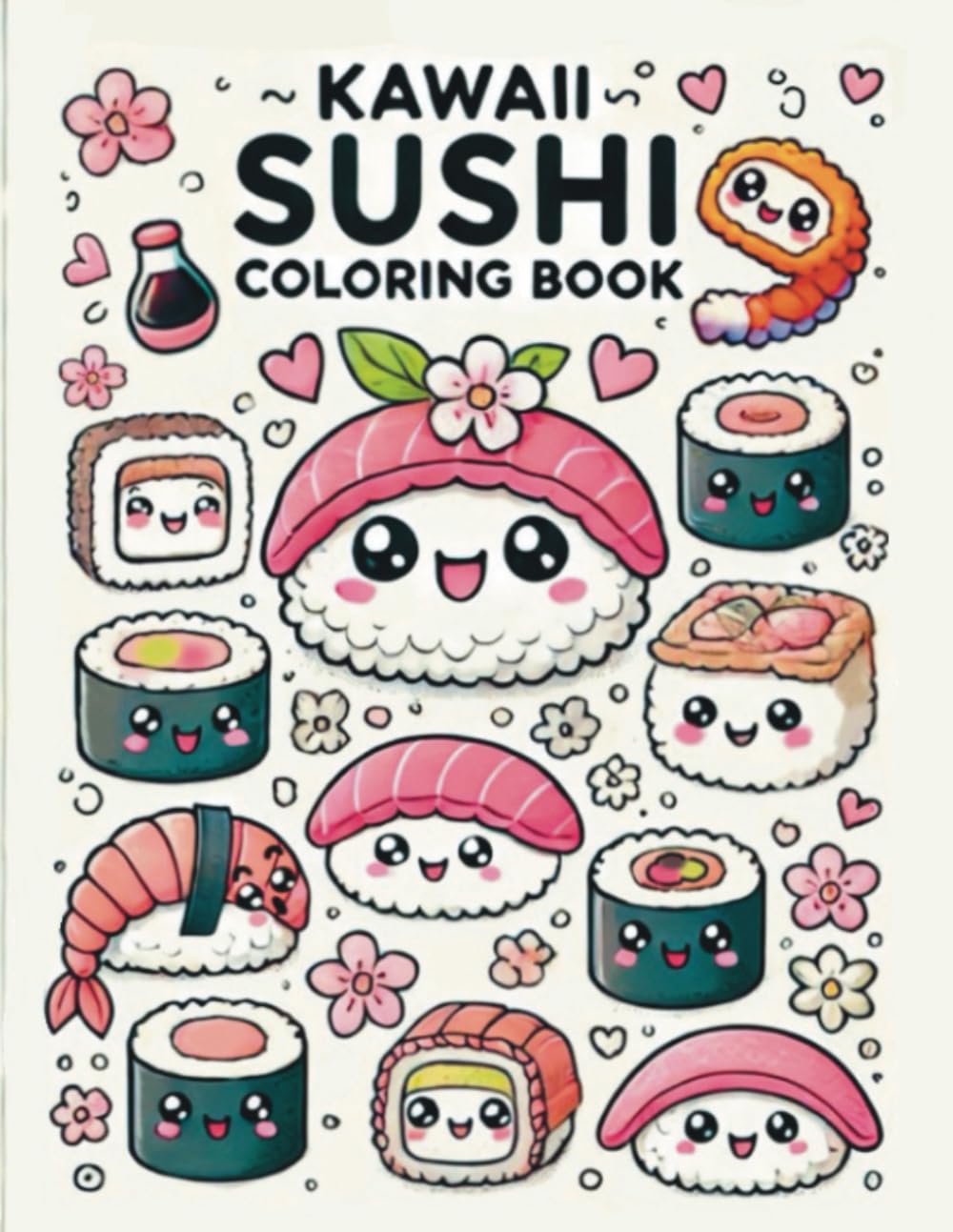 Kawaii Sushi Coloring Book: Unleash Your Creativity with Adorable Sushi Characters! Perfect for Stress Relief and Relaxation.: For Kids and Adults