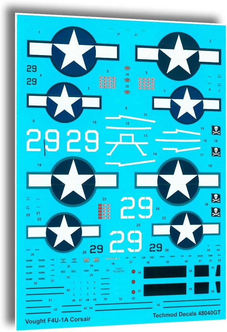 Techmod 48040 1/48 Vought F4U-1A Cors 1944 Fighter Bomber US Wet Decal WWII