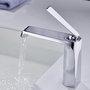 Waterfall Bathroom Faucet Sink Mixer Basin Taps Black Bathroom Basin Mixer Tap Single Hole Hot or Cold Waterfall Basin Sink Mixer Tap, Black Chaser of Light