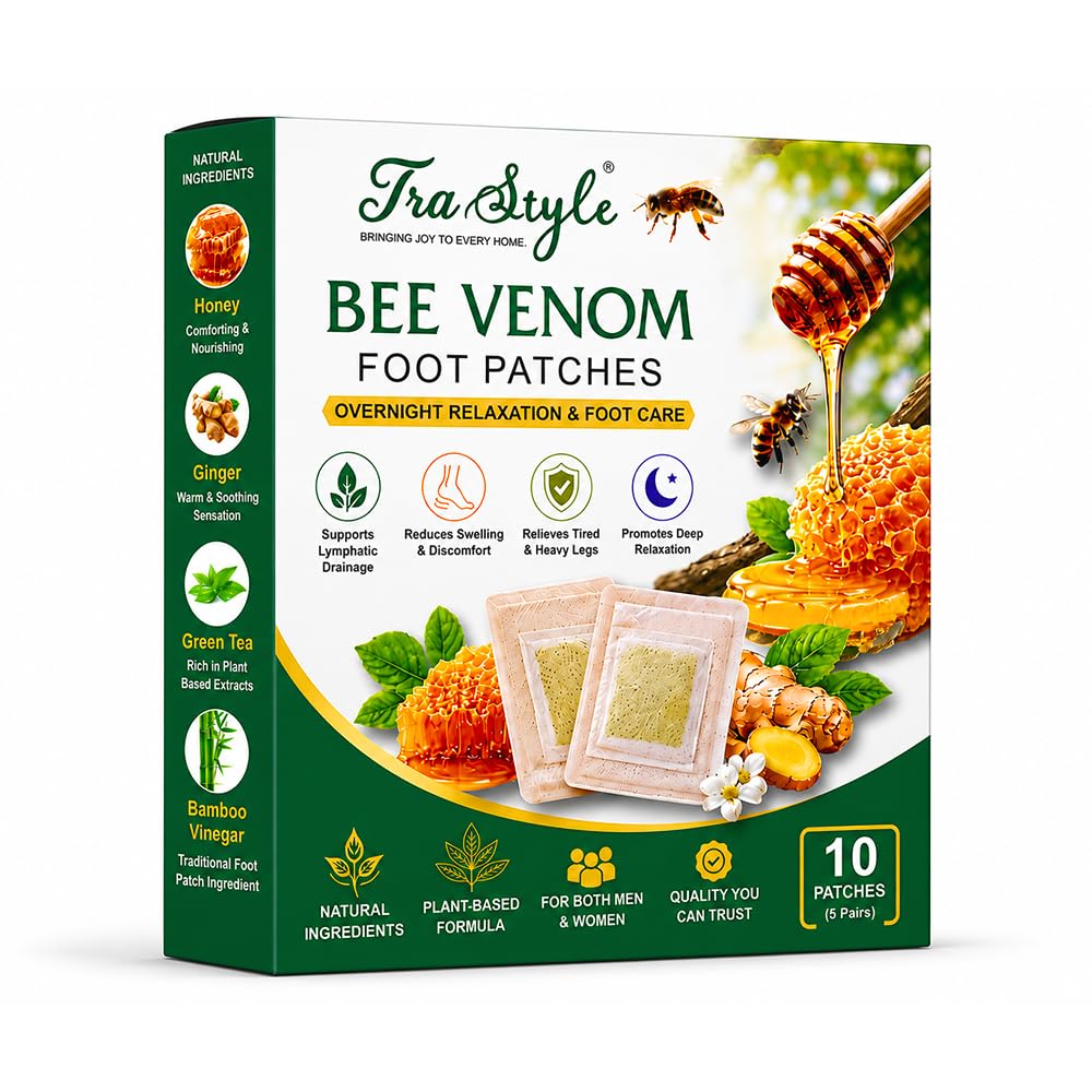 Bee Venom Detox Foot Patches with Honey, Ginger & Green Tea, Overnight Herbal Foot Pads with Bamboo Vinegar, Natural Foot Care Patches for Relaxation, Tired Feet Comfort & Sleep Support (Pack of 10)-picture-27