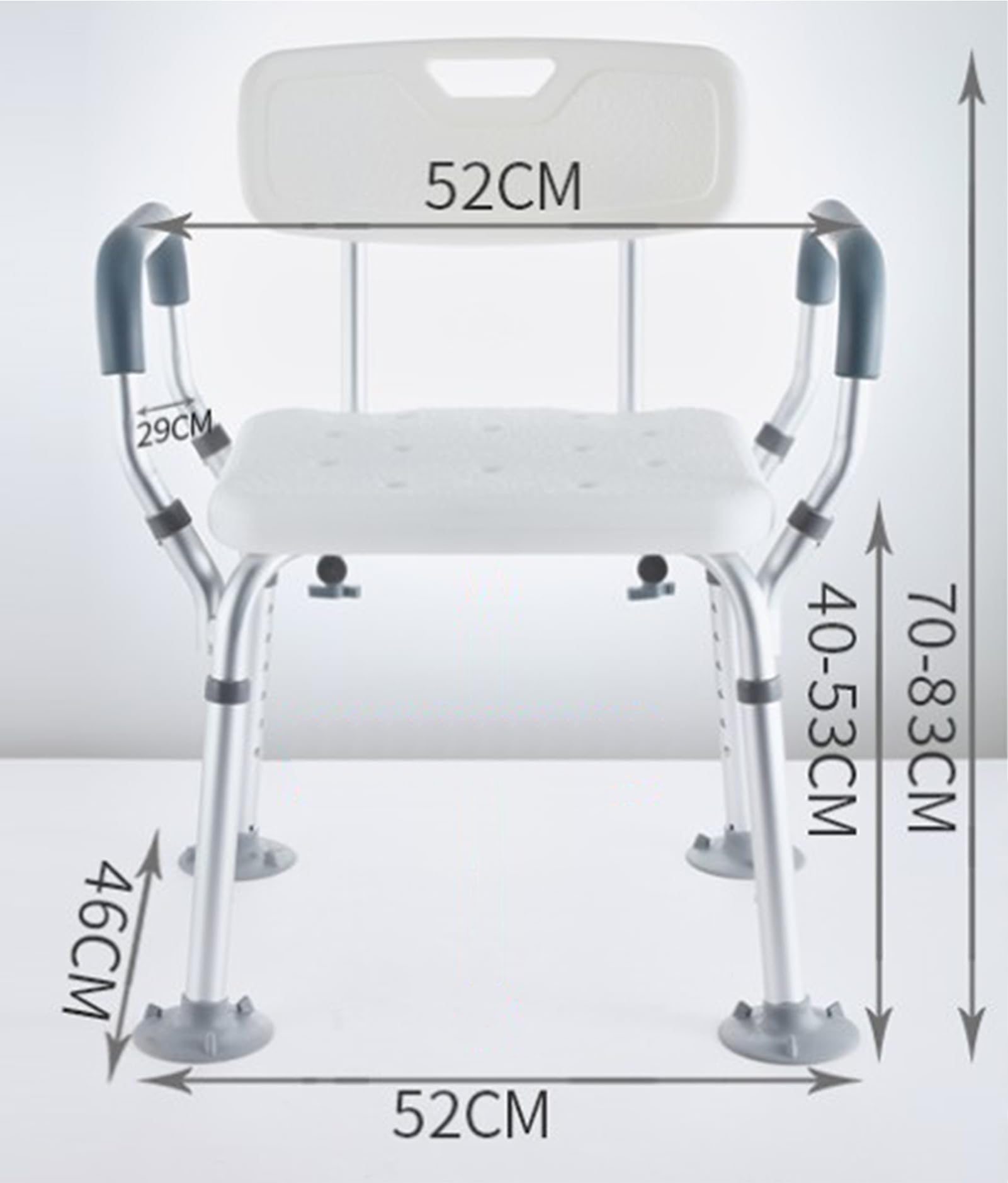 LXURY Silla Ducha con Reposabrazos Y Cojín Asiento En U Banqueta Baño Altura Regulable para Discapacitados Silla Baño Ancianos Antideslizante Taburete Ducha Banqueta Ducha