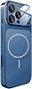 Case Compatible with URUCHI iPhone 14 Pro – 17 Pro Max Camera Design, Mag-Safe Supported, Tempered Glass Back Surface, Stylish Orange Color, Shockproof, Luxury Phone Case Navy Blue, iPhone 14 Pro