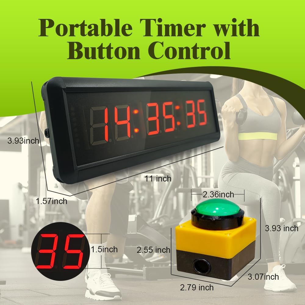 Sports Timer Button Led Countdown Clock Stopwatch,Line Button Reset Remote Control School Rush Answer Competition Game Timer