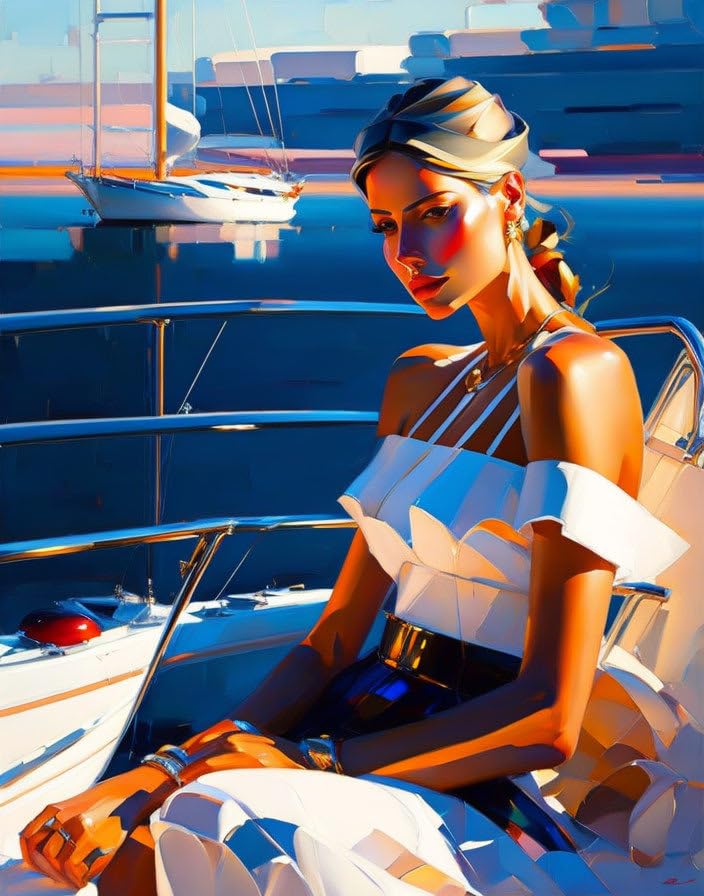 Affiches sur toile de mer et femme moderne grand format 58x90cm sans cadre