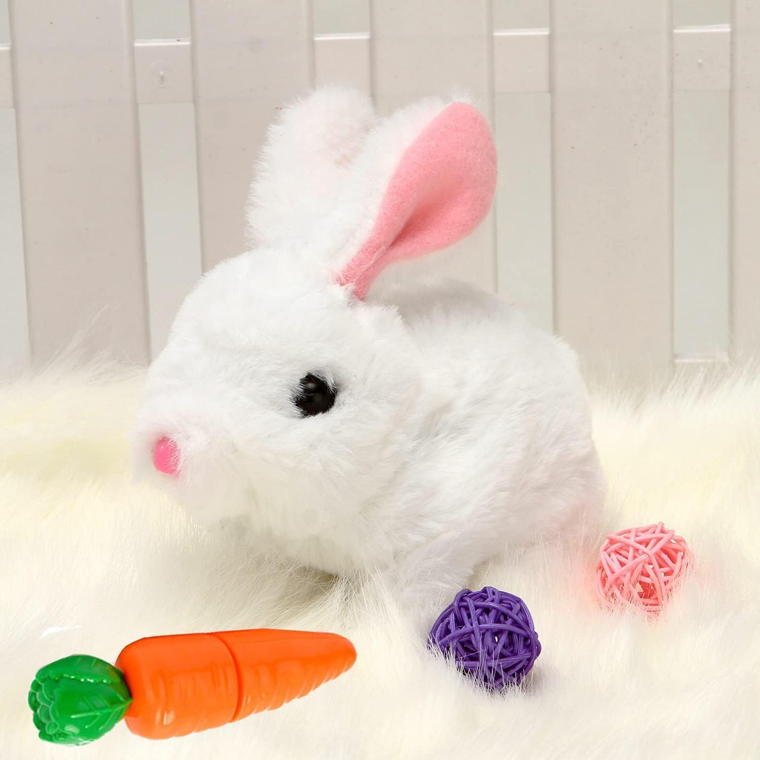 Bunny Realistic Bunny, Realistic B.unny Toy, Easter Bunny Toy, 2026 New Bu.nnyToys Educational Interactive Toys - Can Walk and Talk, Hopping Realistic Toy for Kids(with Carrot)
