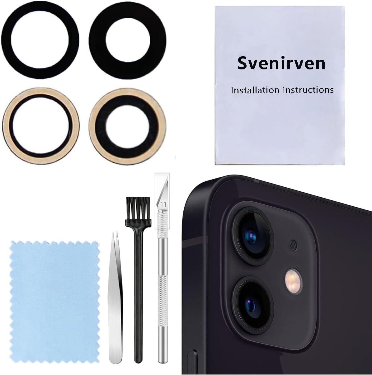 Back Rear Camera Lens Glass Replacement for iPhone 13 with Pre-Installed Adhesive and Reparing Toolkit