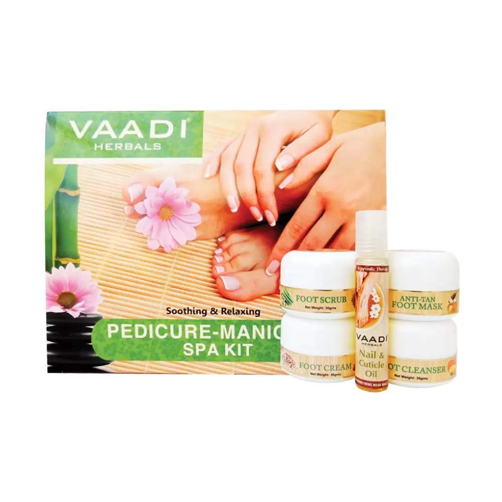 Vaadi Herbals Pedicure Manicure Kit with Grapeseed Extract and Fenugreek – ★ Soothing and Relaxing – ★ ALL Natural – ★ Suitable for All Skin Types and Both for Men and Women – 135 Grams