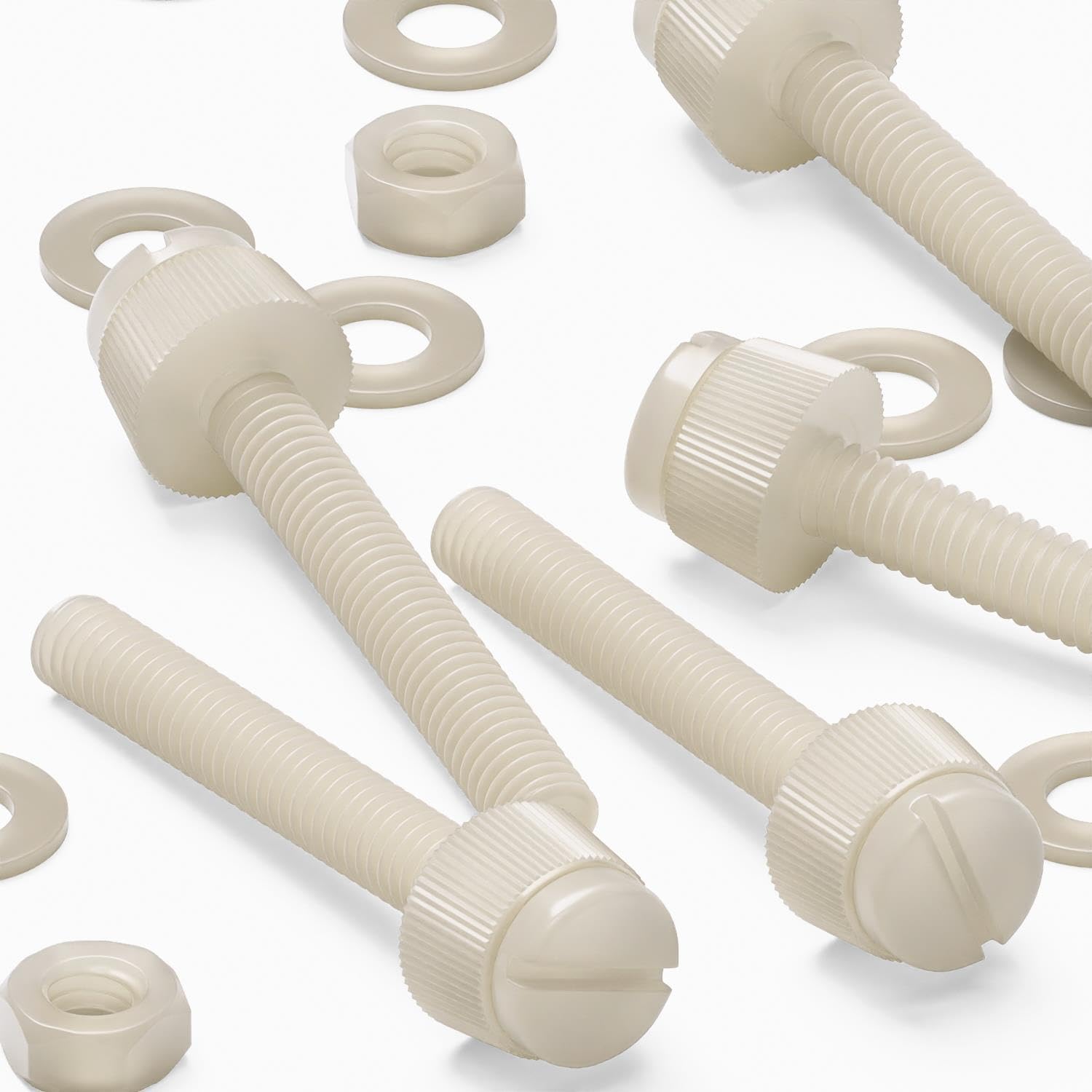 Vis à oreilles M4 x 30 mm en nylon naturel pour vos fixations légères (Lot de 50 pièces)