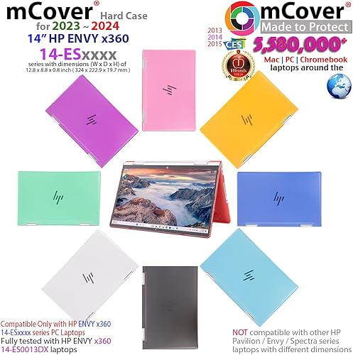 Miniatura 2 de mCover Funda rígida solo compatible con computadoras portátiles HP Envy x360 de 14 pulgadas de 2023 a 2024 serie 14-ES0000 (no compatible con ningún