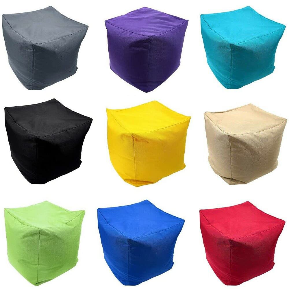 Waterproof Cube Bean Bag Square Pouffe Indoor Outdoor Footstool Beanbag in Medium Size 40 x 40 x 40 cm (Purple)