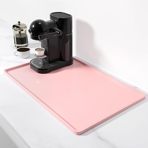 Rnivvi Silicone Coffee Mat, 12' x 19' Waterproof Raised Edge Coffee Bar Mats for Espresso Machine Station Accessories, H