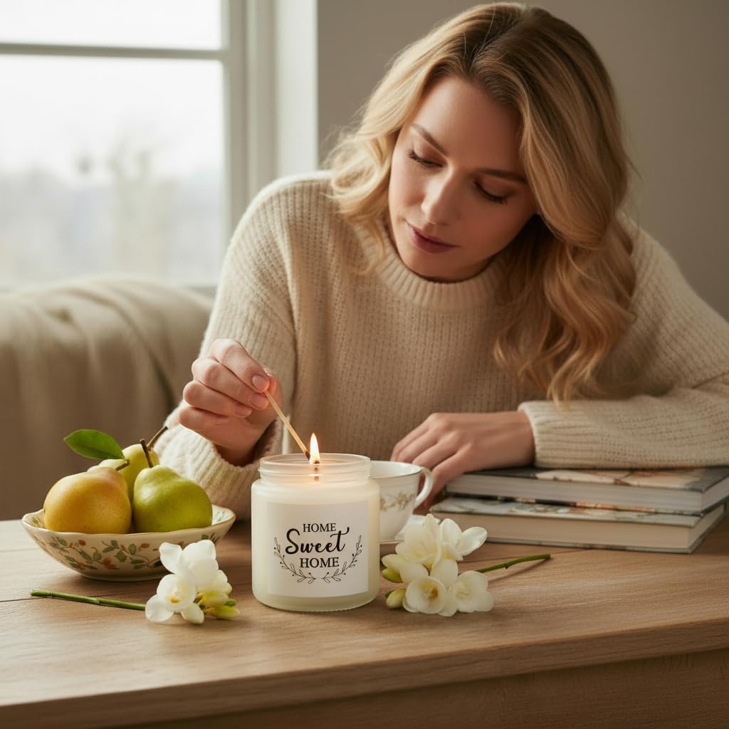 House Warming Gifts New Home - New Home Candle Gifts Ideas of New Homeowner Must Haves, Housewarming Gift for Women, Men, Neighbors, Friends, Coworkers, Lavender Soy Wax Candle image 2