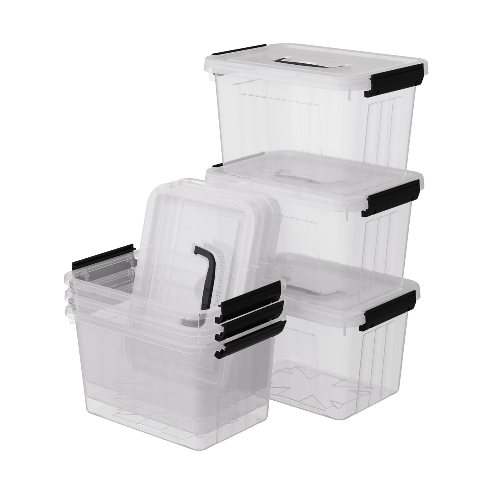 Annkky Transparent 6 Liter Small Plastic Storage Box With Lid, Clear Lidded Boxes